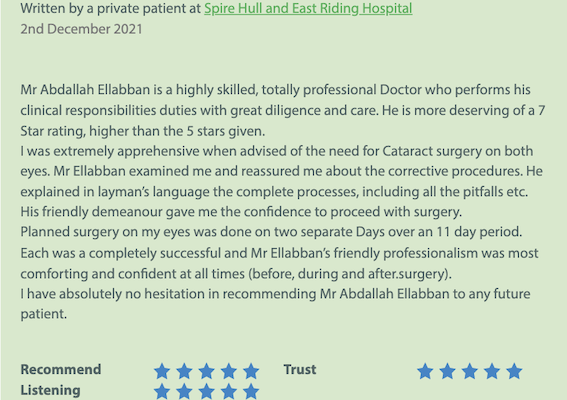 Mr Ellabban Review Cataract