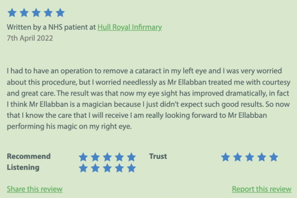 Mr Ellabban Review Cataract